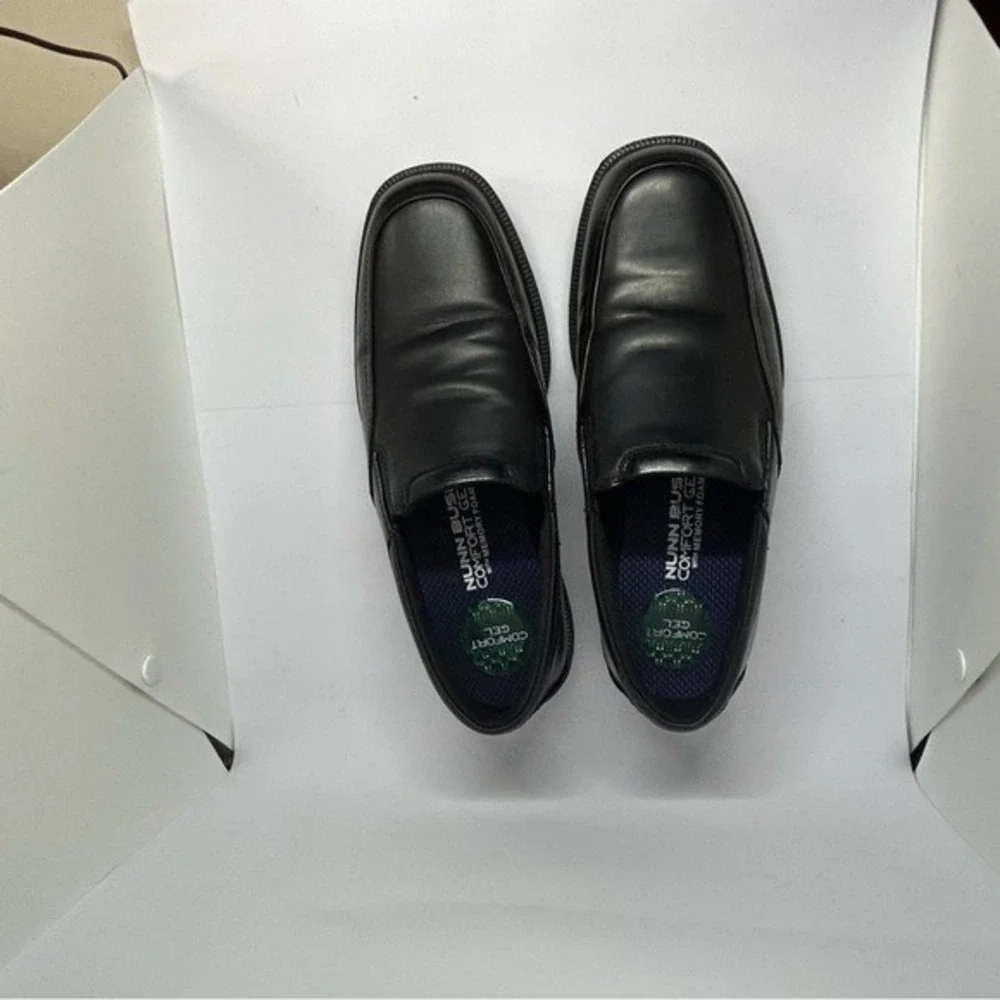 Nunn Bush Black Leather‎ Slip-On Loafers Comfort Gel Memory Foam 9M Men's